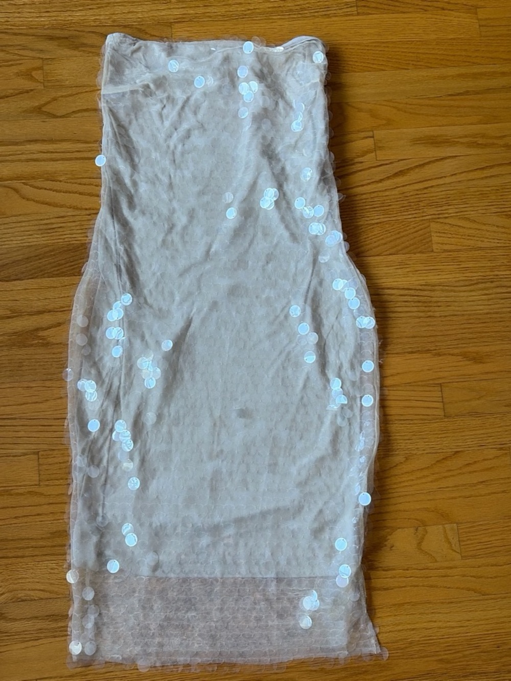 LAMARQUE Sheer Sequin Overlay Dress Slip - Light Nude